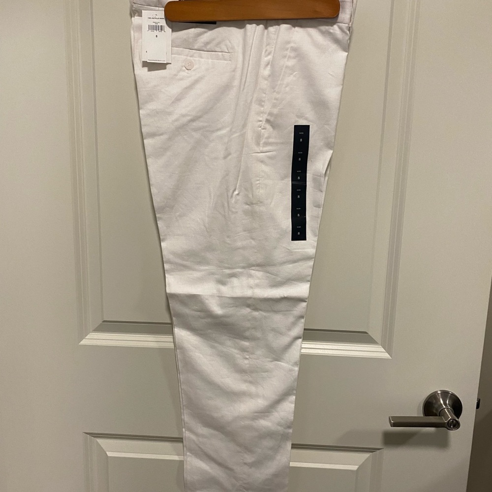 BNWT Banana Republic Factory Avery White Linen Tailored Ankle Pant